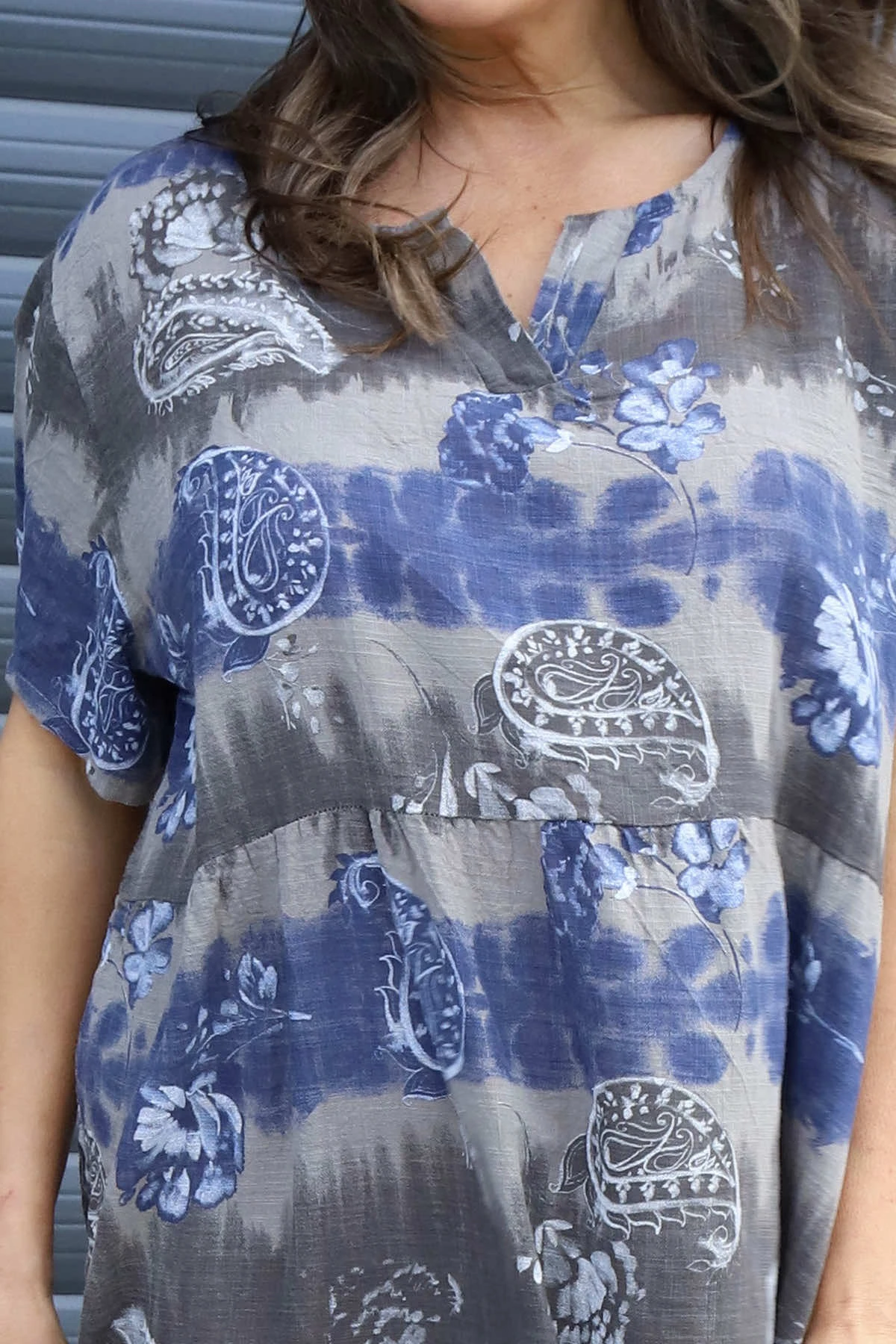 Erminia V-Neck Print Cotton Tunic Mocha 5 Erminia V-Neck Print Cotton Tunic Mocha - Image 3