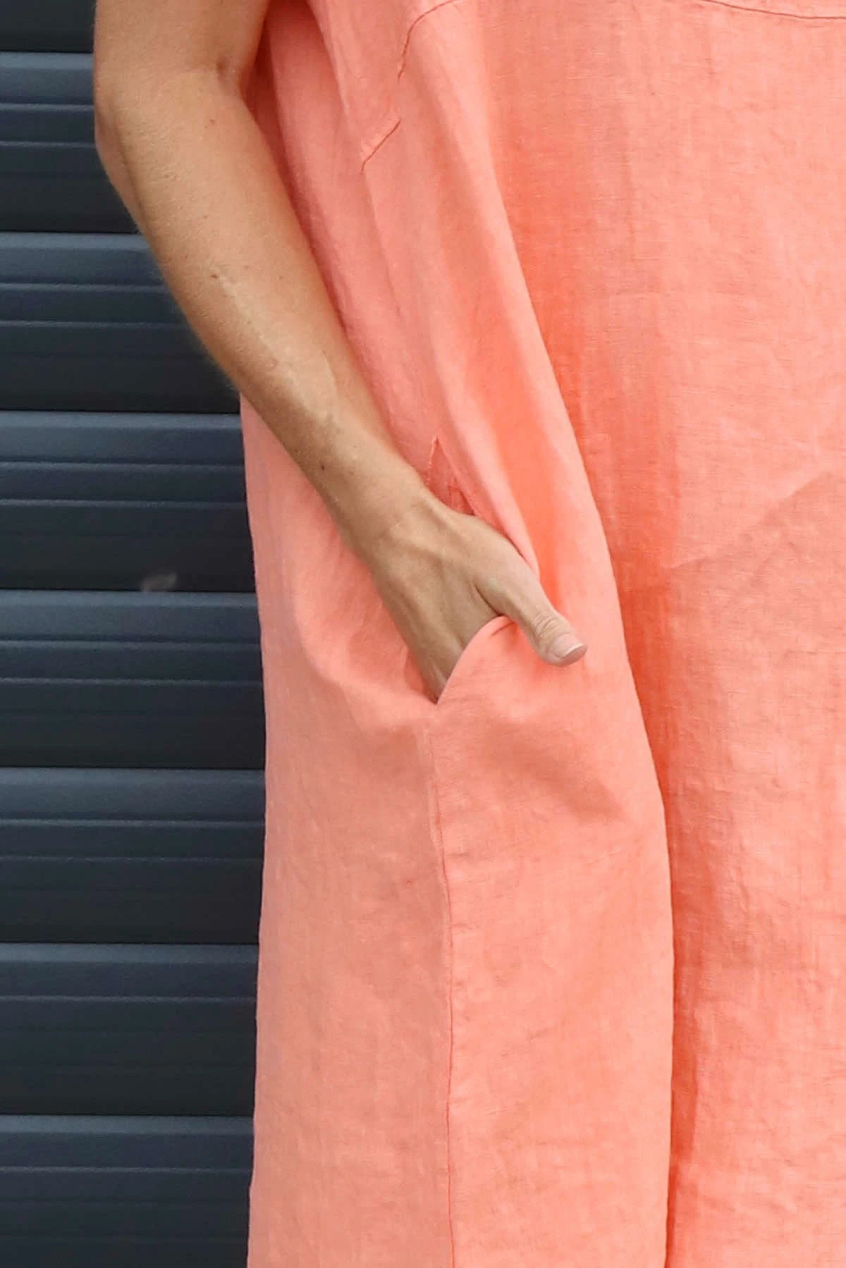 Sydel Linen Dress Orange 5 Sydel Linen Dress Orange - Image 3