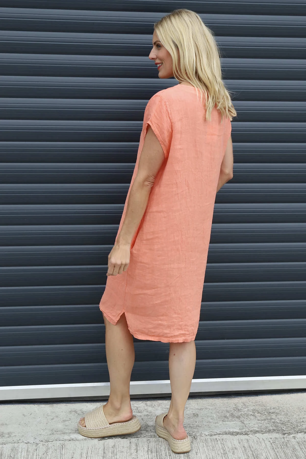 Sydel Linen Dress Orange 6 Sydel Linen Dress Orange - Image 4