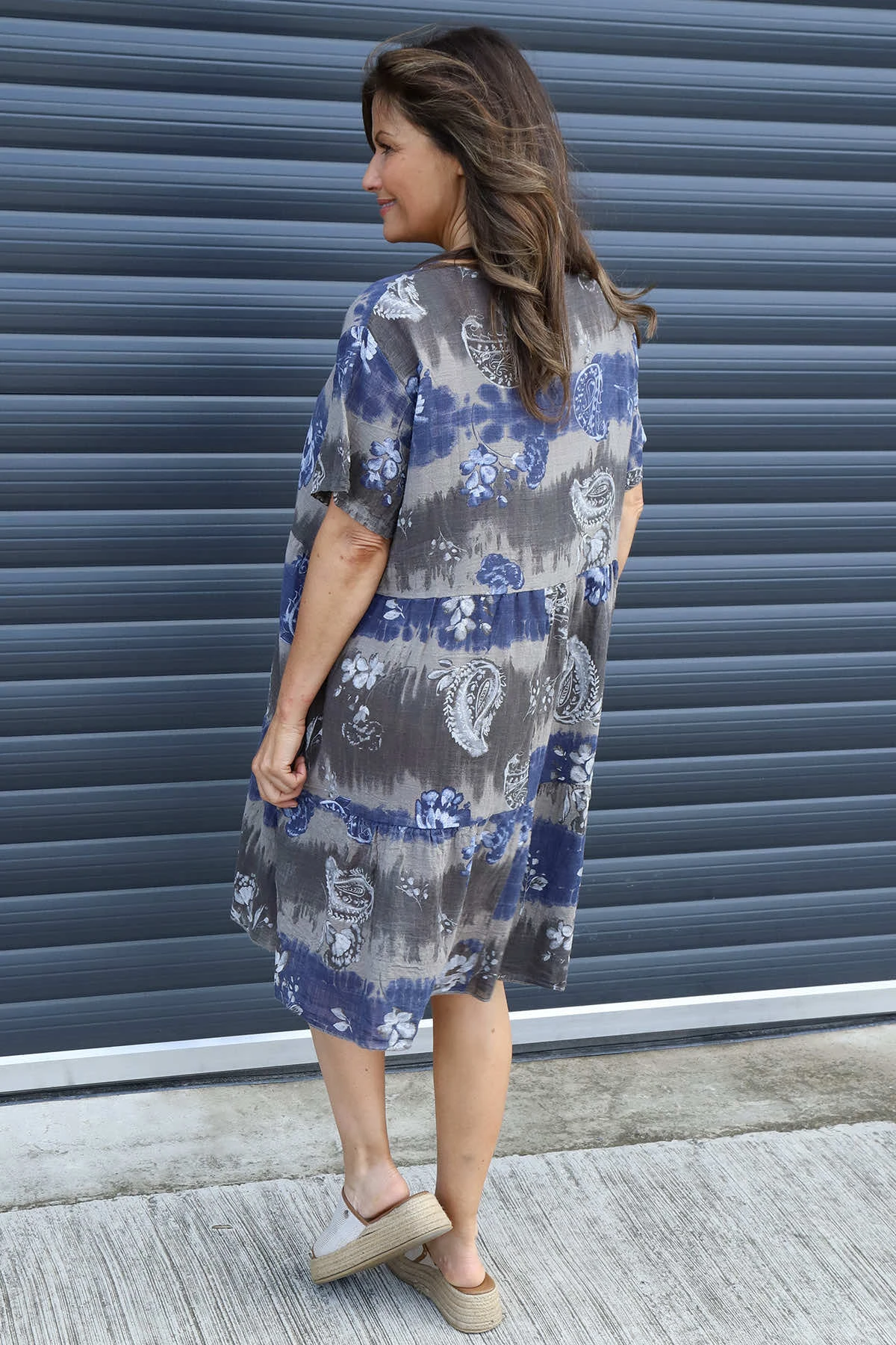 Erminia V-Neck Print Cotton Tunic Mocha 6 Erminia V-Neck Print Cotton Tunic Mocha - Image 4