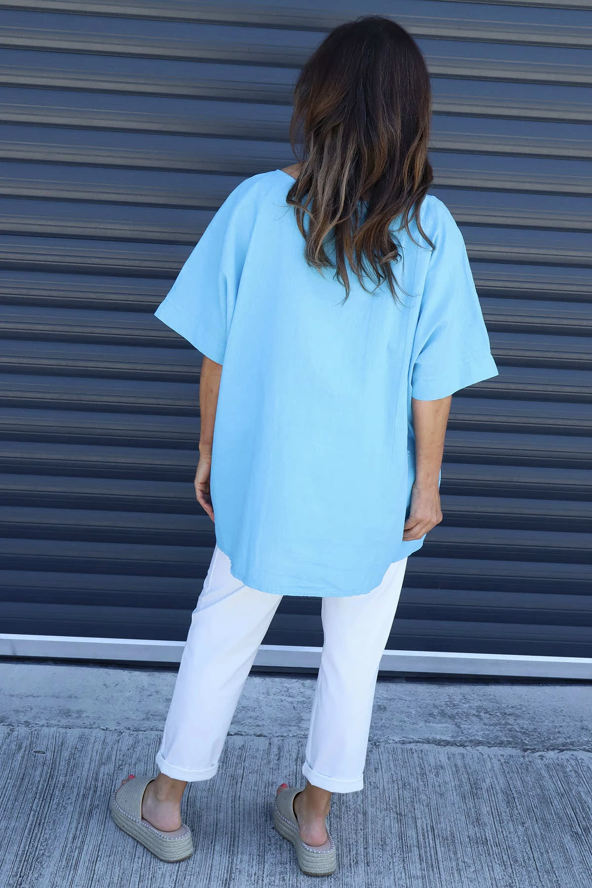 Cressida Crochet Detail Linen Top Kingfisher 6 Cressida Crochet Detail Linen Top Kingfisher - Image 4