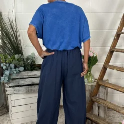 Clarisse Button Pocket Linen Trousers Navy -Kitandkaboodal Store IMG 9429 5645c848 de07 45e8 83d5 8f7b06d43893