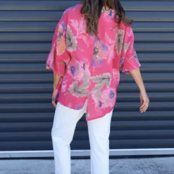 Isolde Botanical Print Linen Top Fuchsia -Kitandkaboodal Store IMG 9432 1c661fe5 4865 4a06 8328 8ced835a77bc