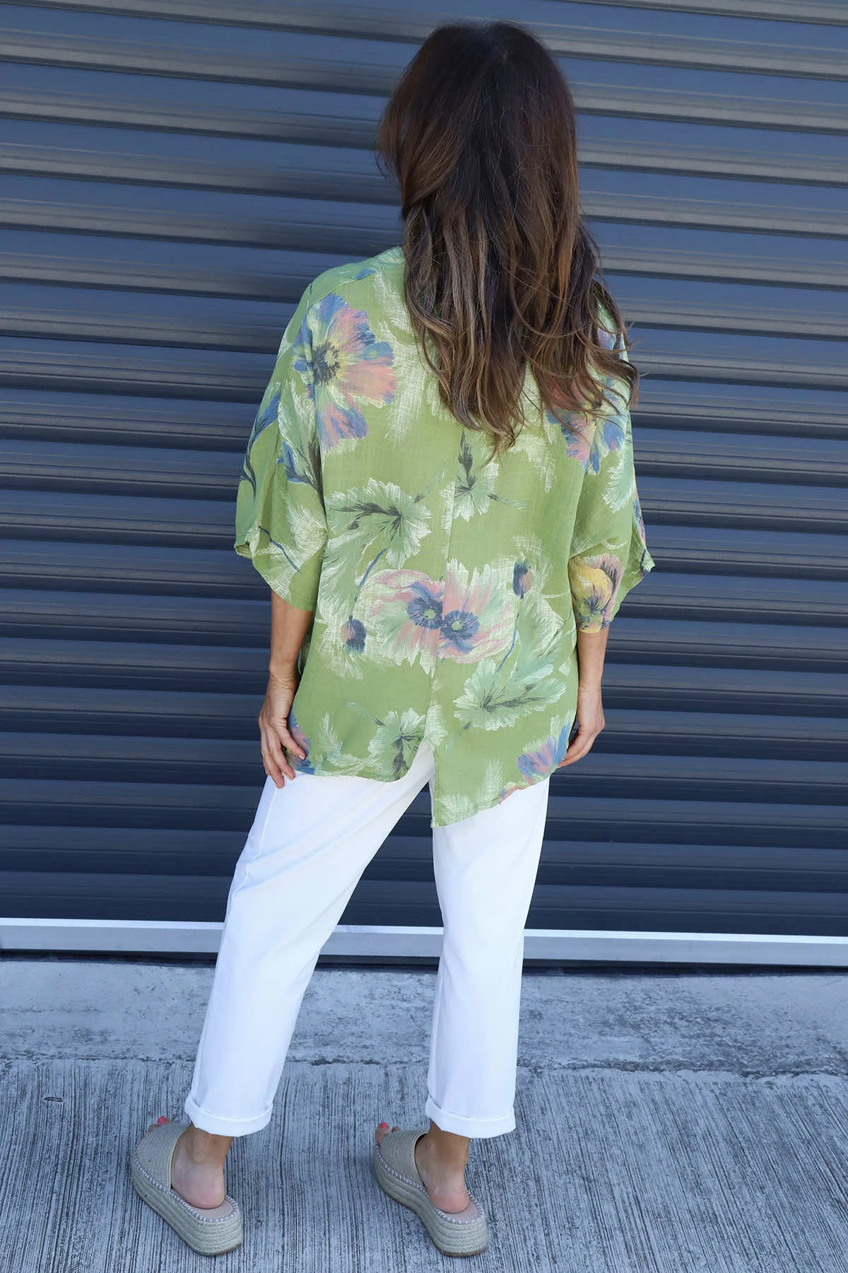 Isolde Botanical Print Linen Top Olive 6 Isolde Botanical Print Linen Top Olive - Image 4