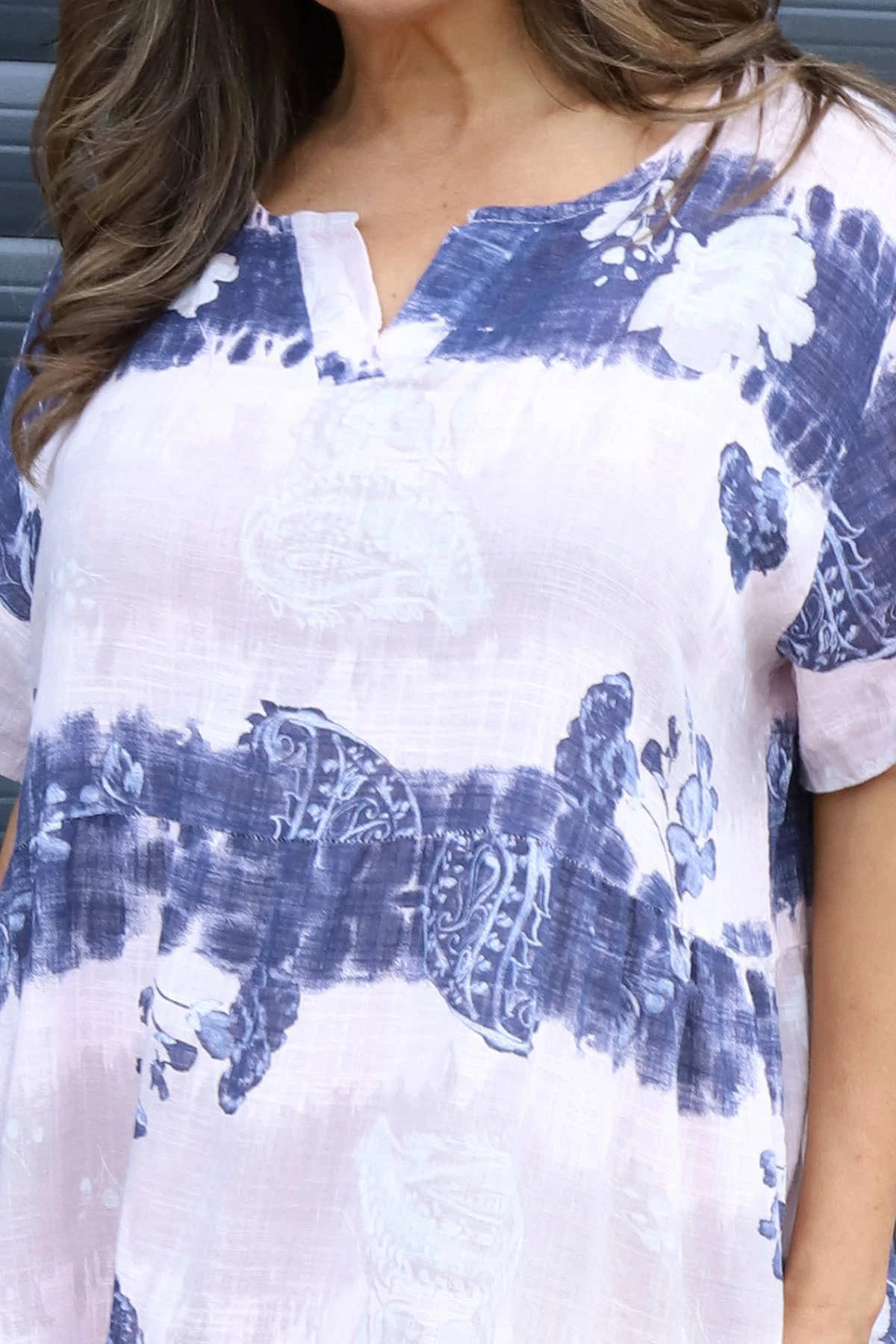 Erminia V-Neck Print Cotton Tunic Pink 5 Erminia V-Neck Print Cotton Tunic Pink - Image 3