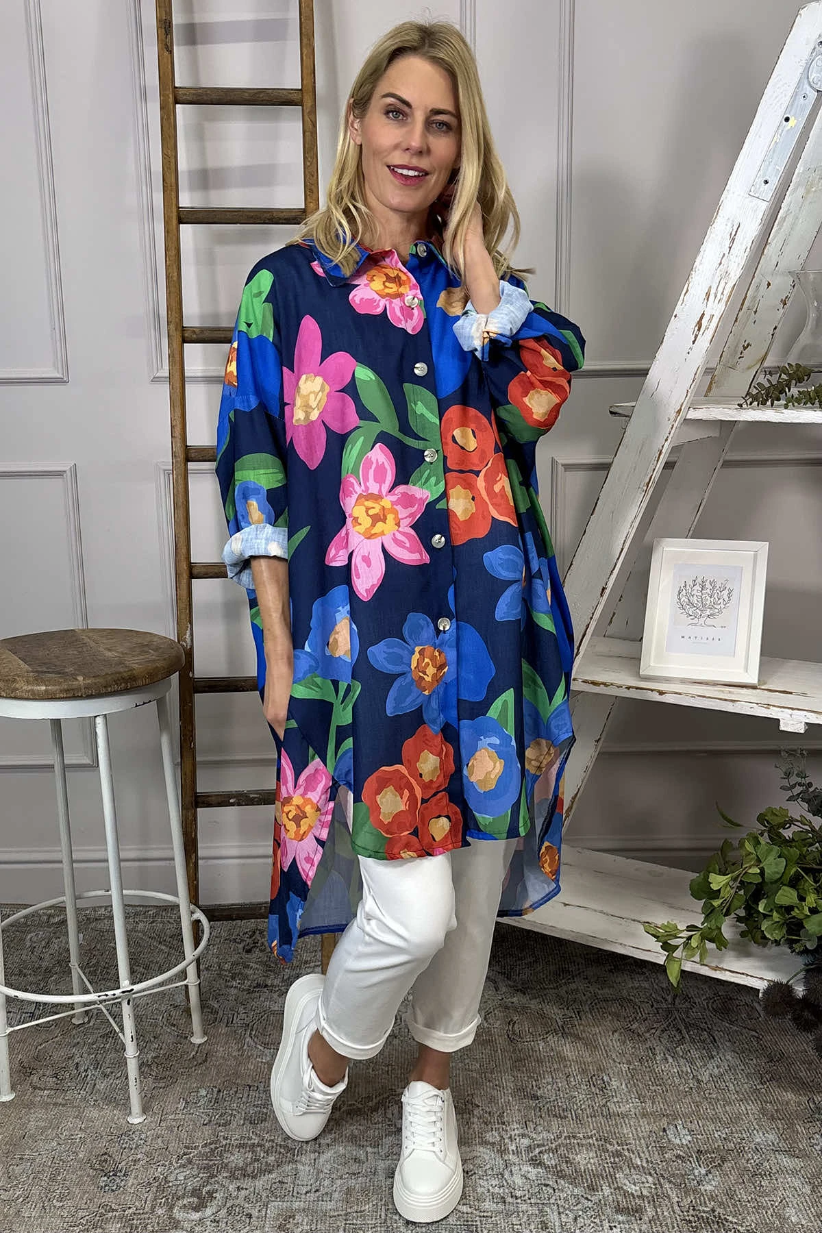 Macie Floral Shirt Navy 4 Macie Floral Shirt Navy - Image 2