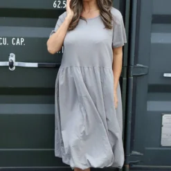 Sandown Puffball Cotton Dress Mocha