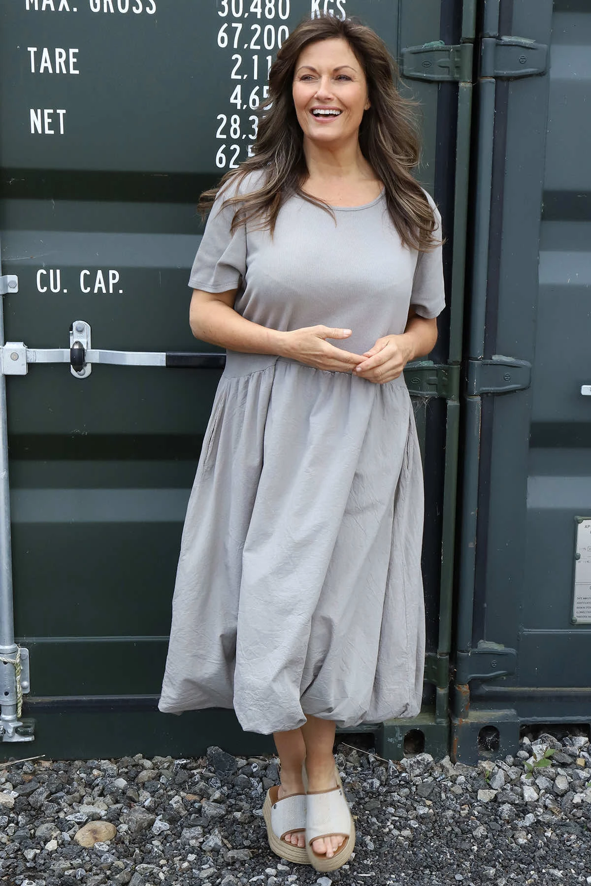 Sandown Puffball Cotton Dress Mocha 4 Sandown Puffball Cotton Dress Mocha - Image 2