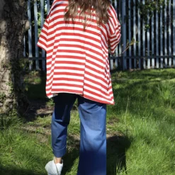 Ariande Stripe Pocket Top Red -Kitandkaboodal Store IMG 9476