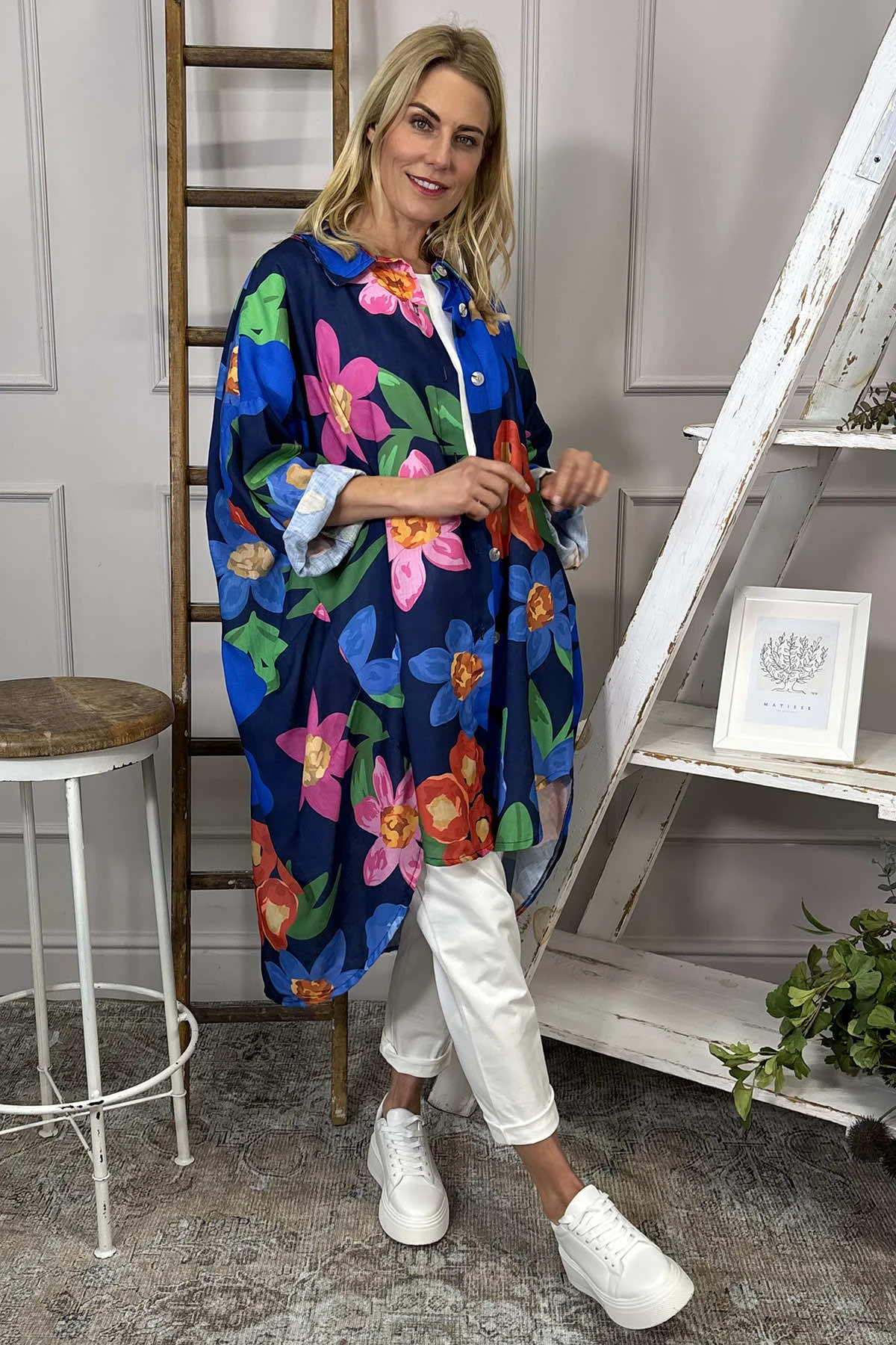 Macie Floral Shirt Navy 5 Macie Floral Shirt Navy - Image 3