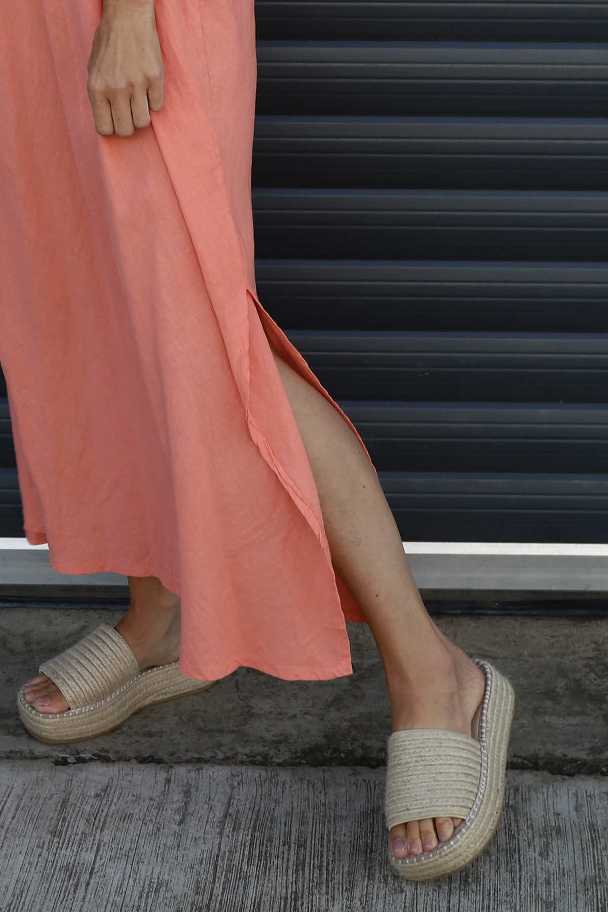 Cesca Strap Linen Dress Orange 5 Cesca Strap Linen Dress Orange - Image 3