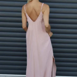 Cesca Strap Linen Dress Pink -Kitandkaboodal Store IMG 9539 3f4d653c bbc0 4aa2 b8c1 190426de8dfc