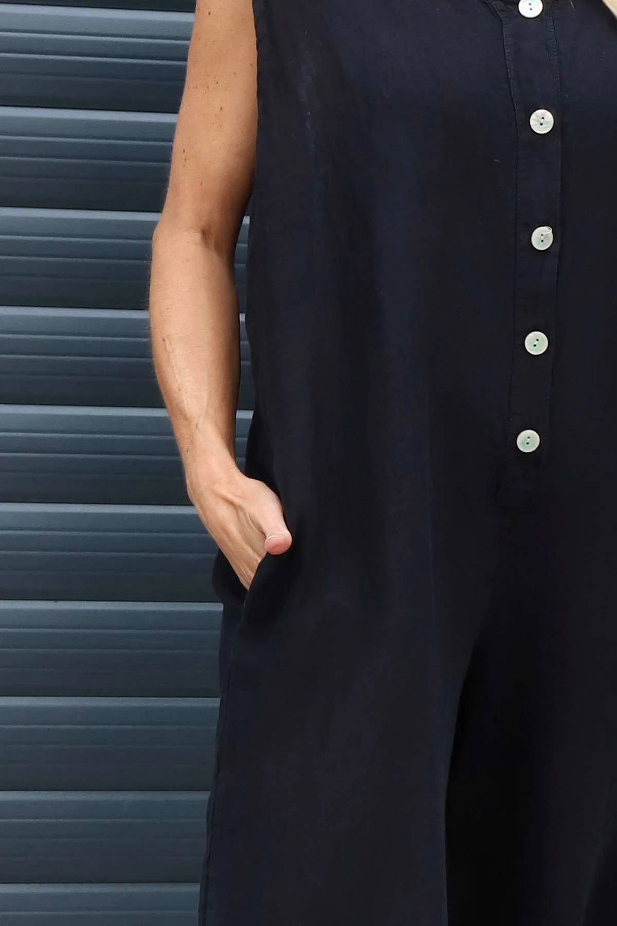 Margot Sleeveless Linen Jumpsuit Black 5 Margot Sleeveless Linen Jumpsuit Black - Image 3