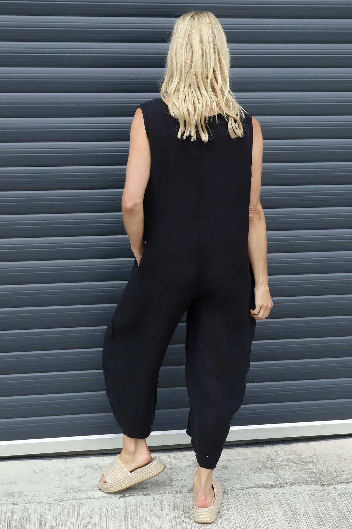 Margot Sleeveless Linen Jumpsuit Black 6 Margot Sleeveless Linen Jumpsuit Black - Image 4