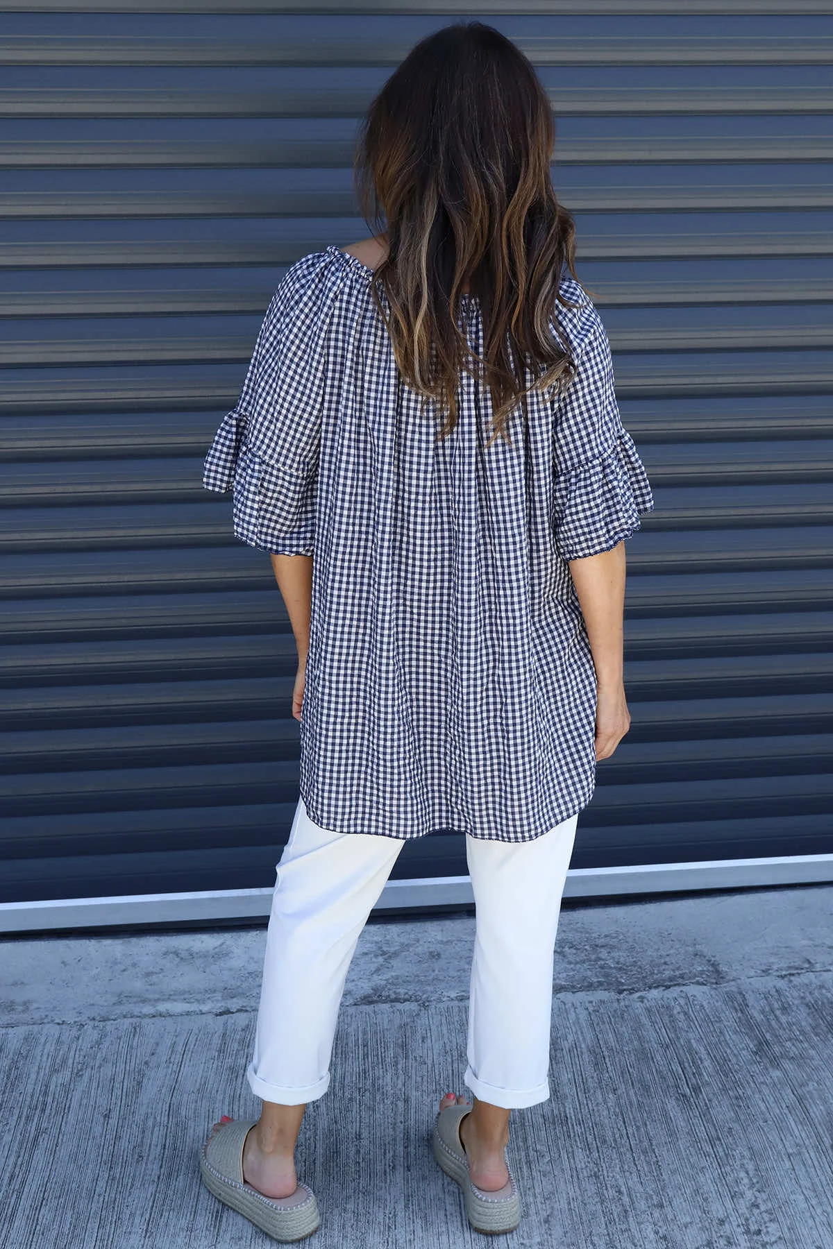 Mirella Gingham Top Navy 6 Mirella Gingham Top Navy - Image 4