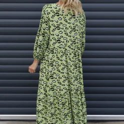 Izarra Leopard Print Dress Green -Kitandkaboodal Store IMG 9590 52ad5920 7d12 472e 9246 2578836c909a