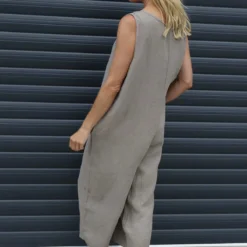 Margot Sleeveless Linen Jumpsuit Mocha -Kitandkaboodal Store IMG 9592 76f47d30 927a 44ae 9e36 9bf15c3a5223