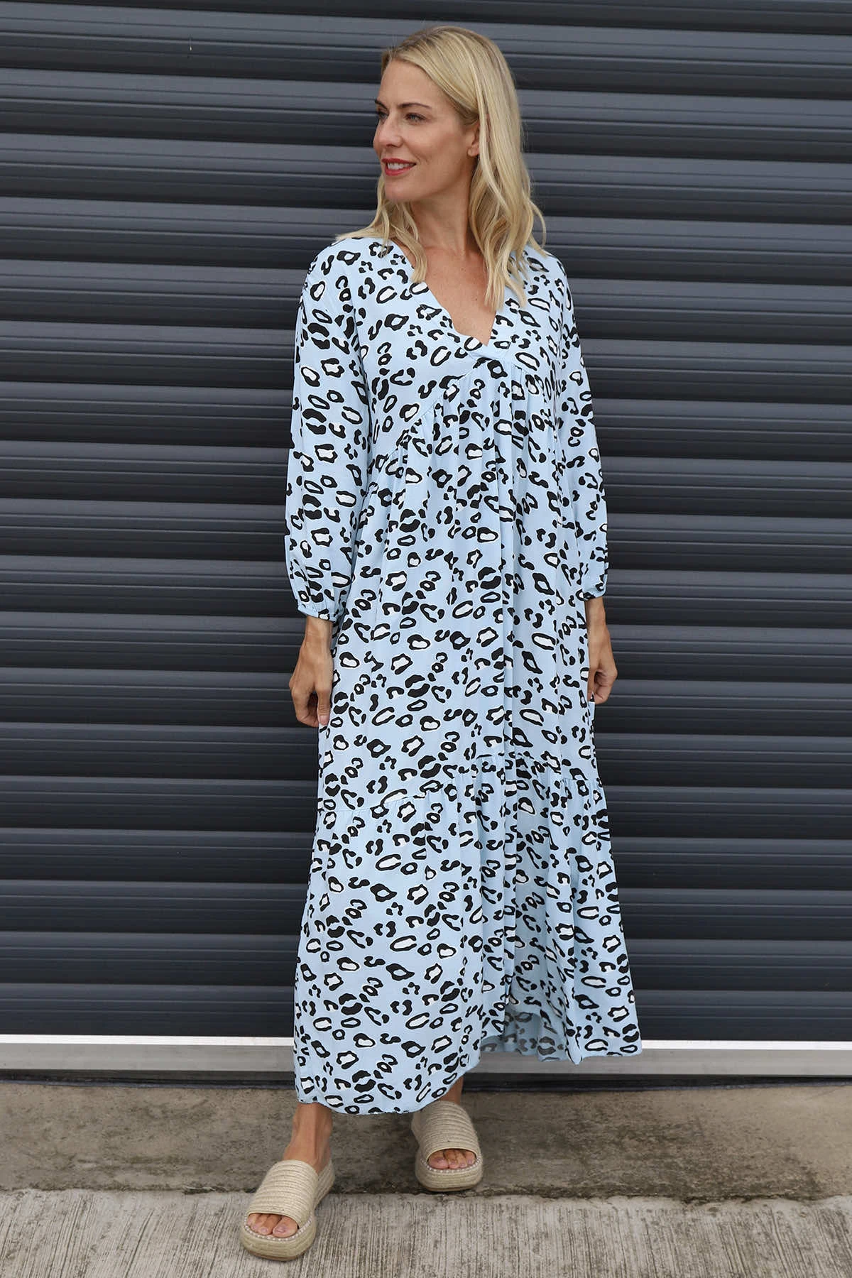Izarra Leopard Print Dress Light Blue 3 Izarra Leopard Print Dress Light Blue