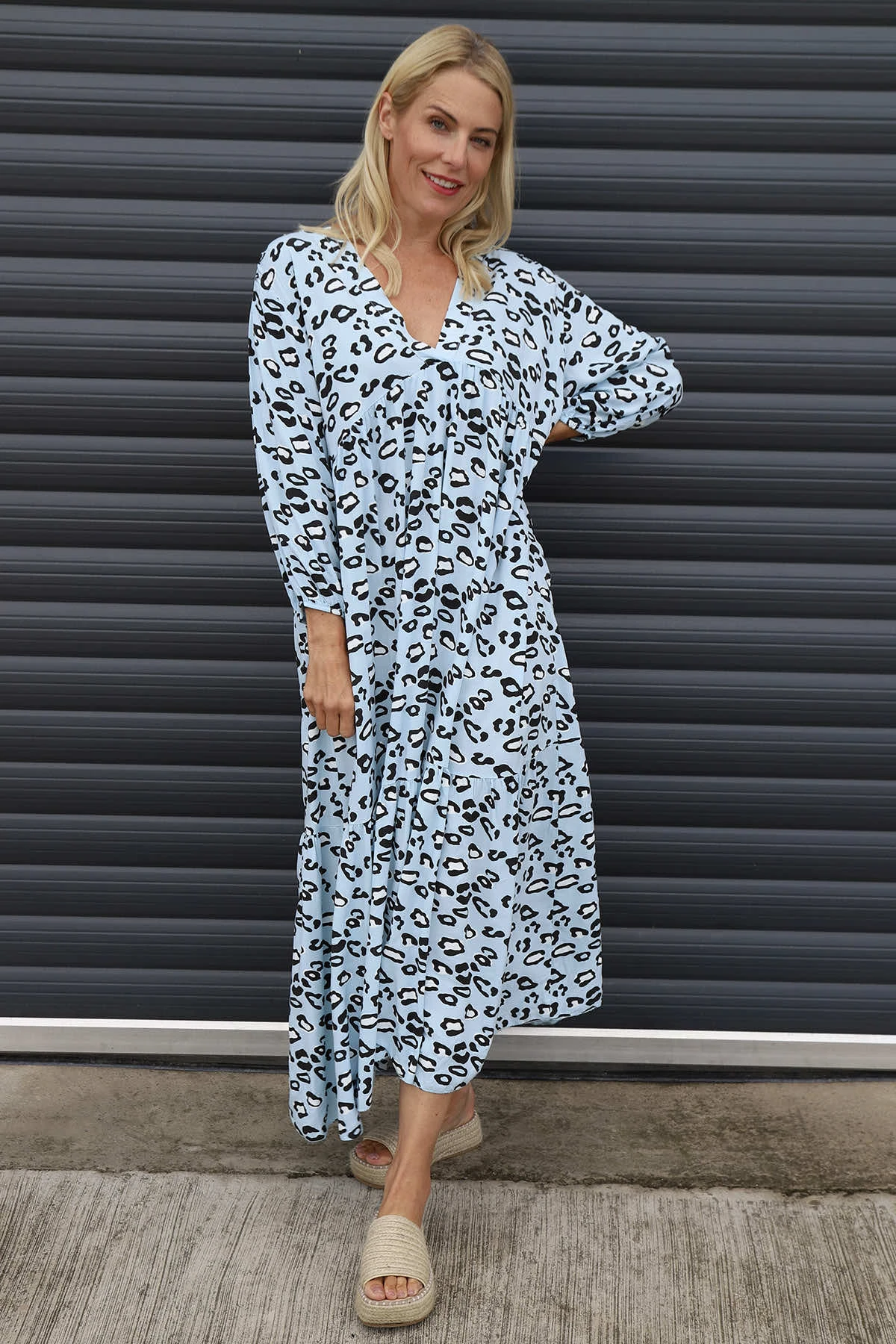 Izarra Leopard Print Dress Light Blue 4 Izarra Leopard Print Dress Light Blue - Image 2