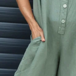 Margot Sleeveless Linen Jumpsuit Khaki 8 Margot Sleeveless Linen Jumpsuit Khaki -Kitandkaboodal Store IMG 9608 7b78ae07 9fc4 4e32 94e3 2d3ec8963c6c