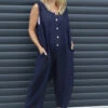 Margot Sleeveless Linen Jumpsuit Navy 1 Margot Sleeveless Linen Jumpsuit Navy -Kitandkaboodal Store IMG 9618 400af3d0 4bb3 40c9 a56f 933027f5e2d1