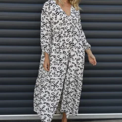 Izarra Leopard Print Dress Stone