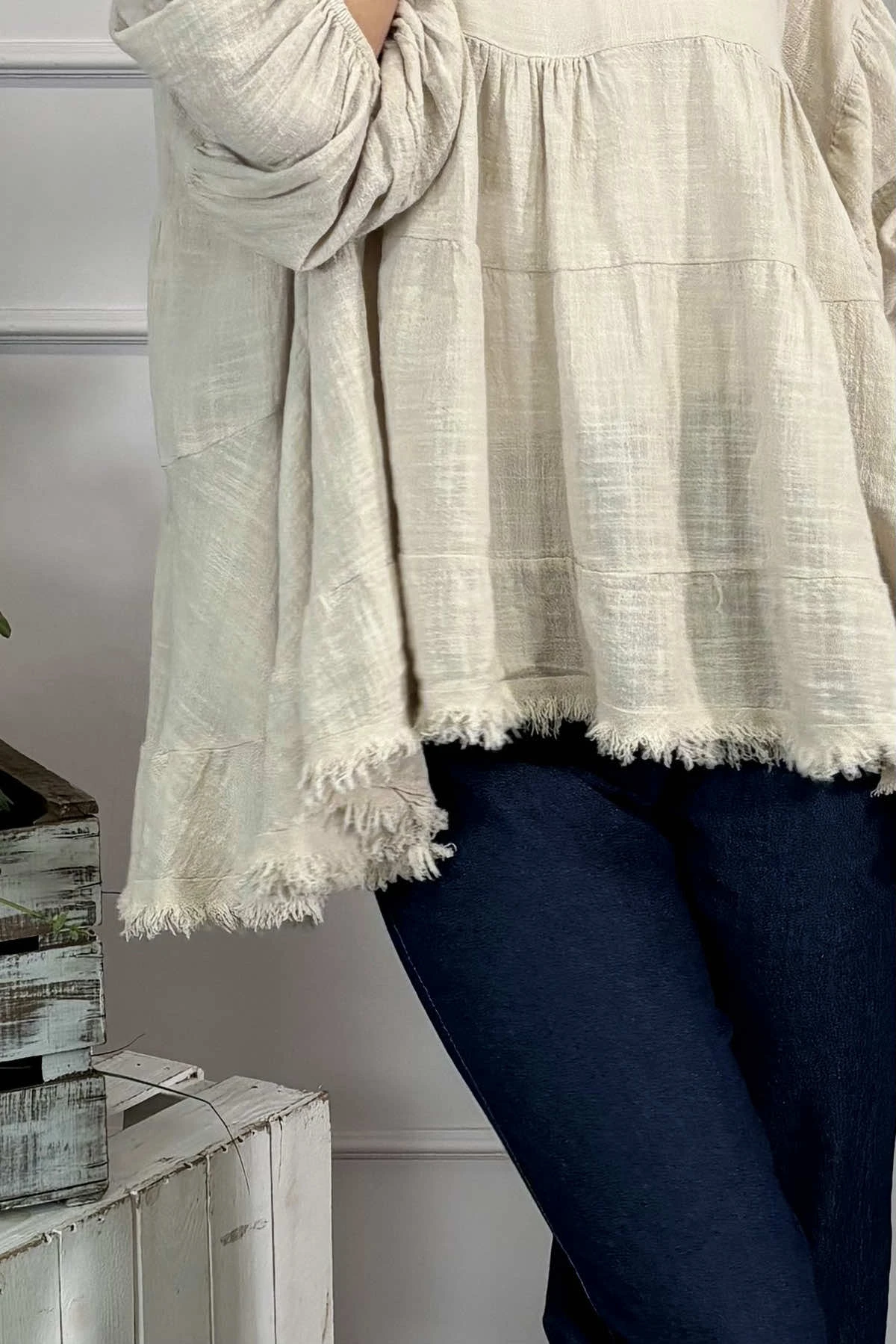 Bingham Tiered Cotton Top Stone 5 Bingham Tiered Cotton Top Stone - Image 3