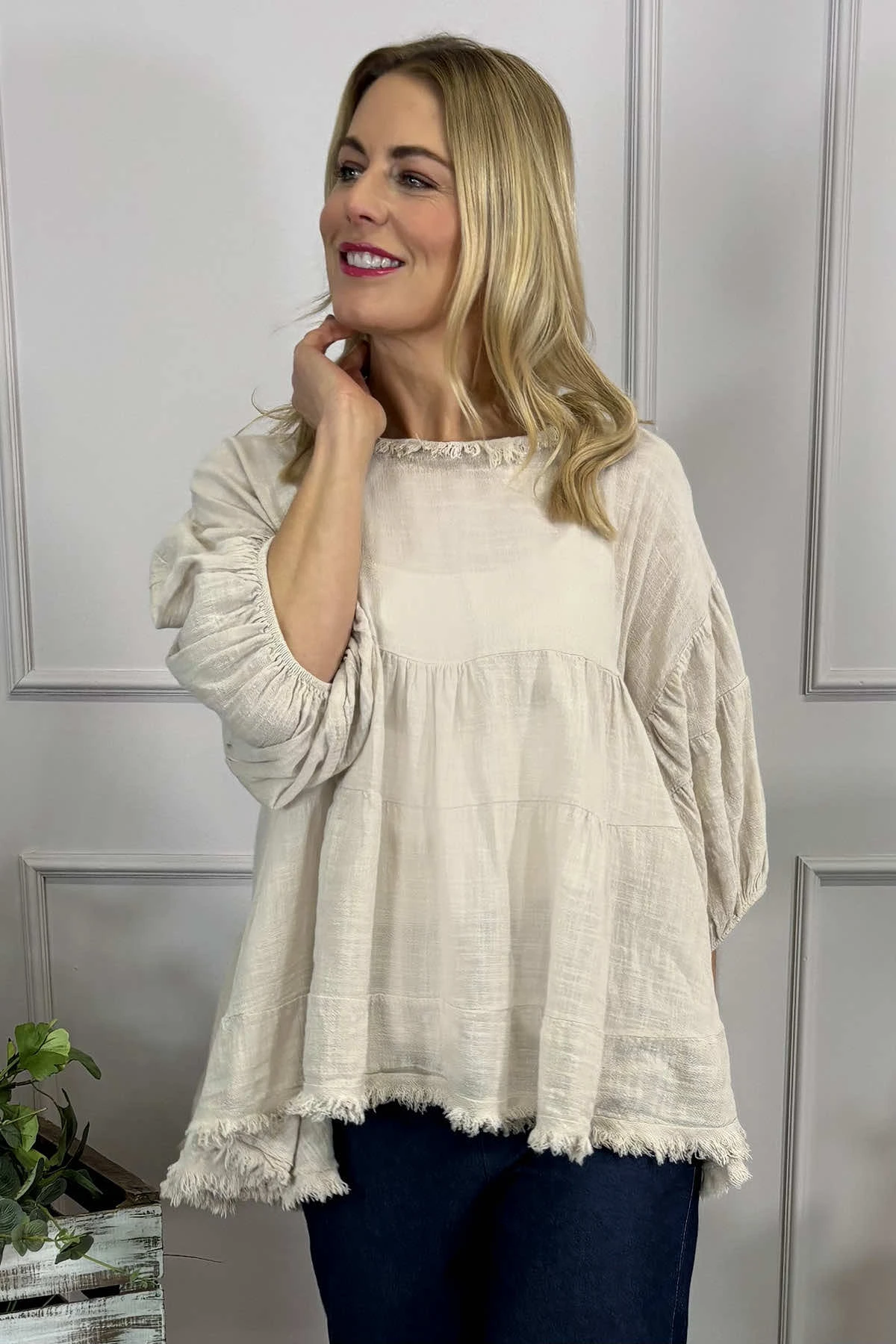 Bingham Tiered Cotton Top Stone 4 Bingham Tiered Cotton Top Stone - Image 2