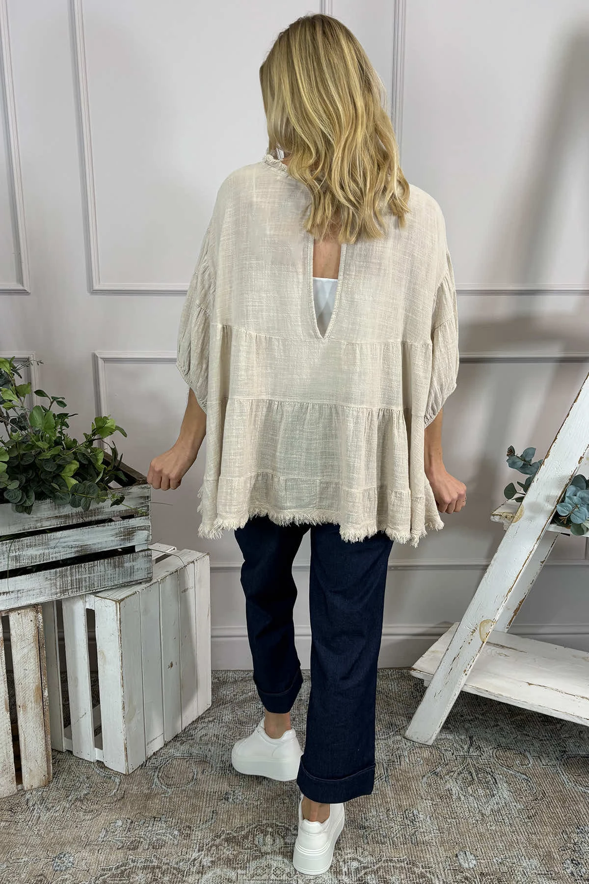 Bingham Tiered Cotton Top Stone 6 Bingham Tiered Cotton Top Stone - Image 4