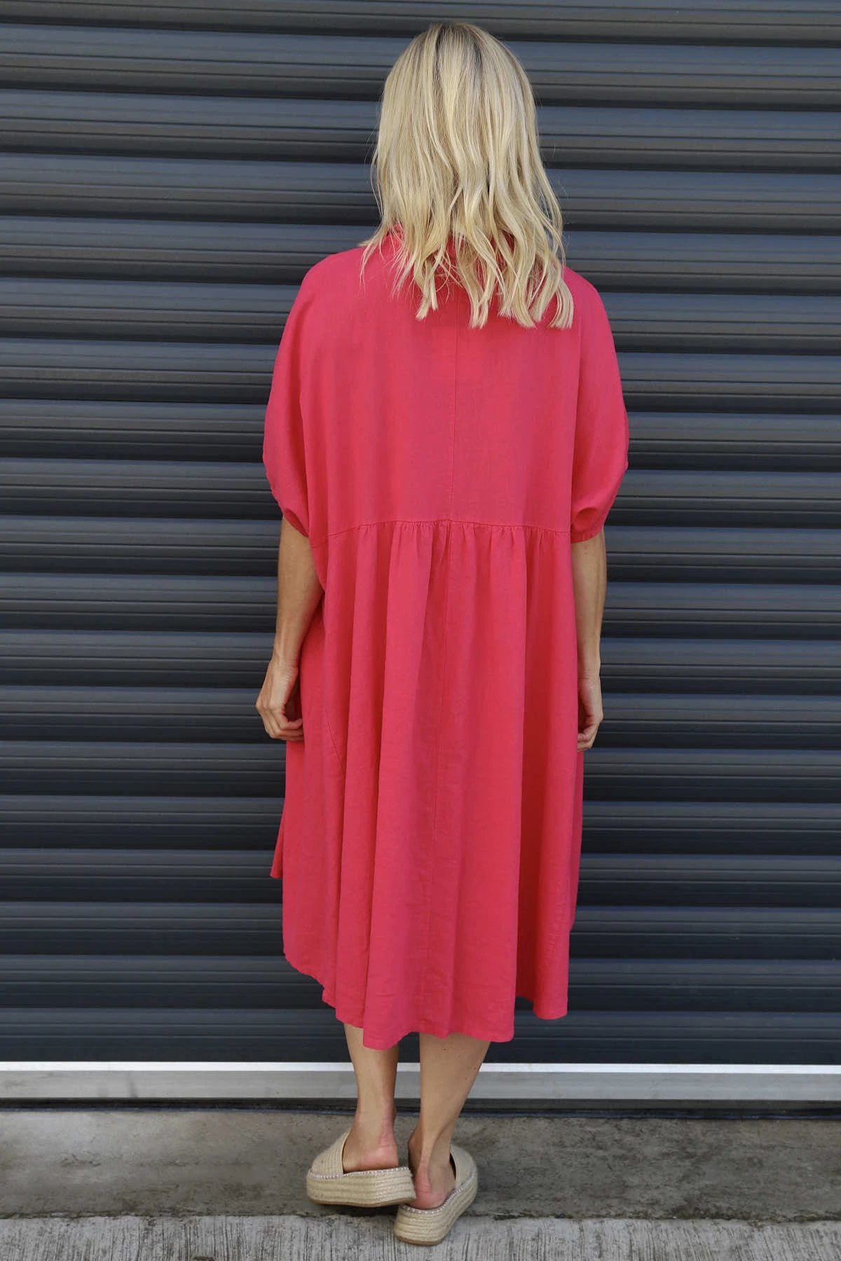 Amina Linen Dress Fuchsia 6 Amina Linen Dress Fuchsia - Image 4