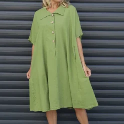 Amina Linen Dress Olive