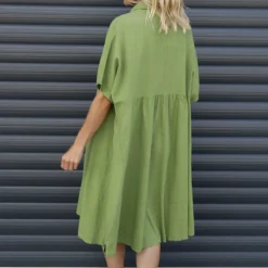 Amina Linen Dress Olive -Kitandkaboodal Store IMG 9671 a4389aea b29e 49e6 9a30 110d650241a9