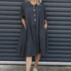 Amina Linen Dress Charcoal -Kitandkaboodal Store IMG 9674 f451dbc5 2038 4c62 be6c e4bdf2cb1097