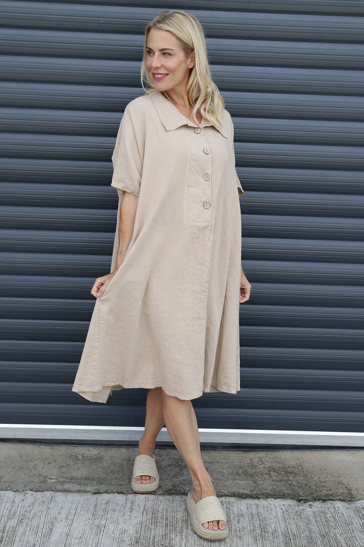 Amina Linen Dress Camel 4 Amina Linen Dress Camel - Image 2