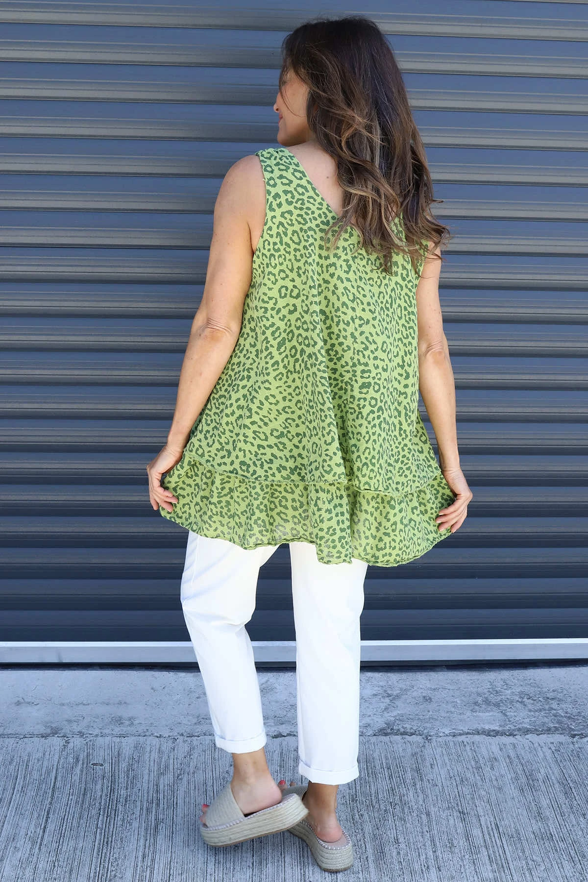 Anabella Leopard Print Sleeveless Top Green 6 Anabella Leopard Print Sleeveless Top Green - Image 4