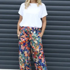 Lelia Print Trousers Navy