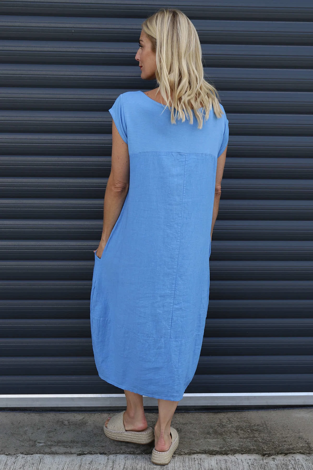 Cyrilla Linen Dress Powder Blue 6 Cyrilla Linen Dress Powder Blue - Image 4