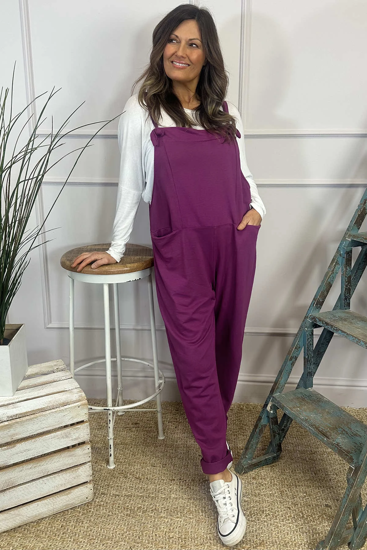 Pabo Jersey Dungarees Berry 4 Pabo Jersey Dungarees Berry - Image 2