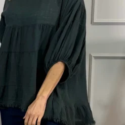 Bingham Tiered Cotton Top Charcoal -Kitandkaboodal Store IMG 9750 0dc9387d e992 4a36 b231 4563ef6f6b86