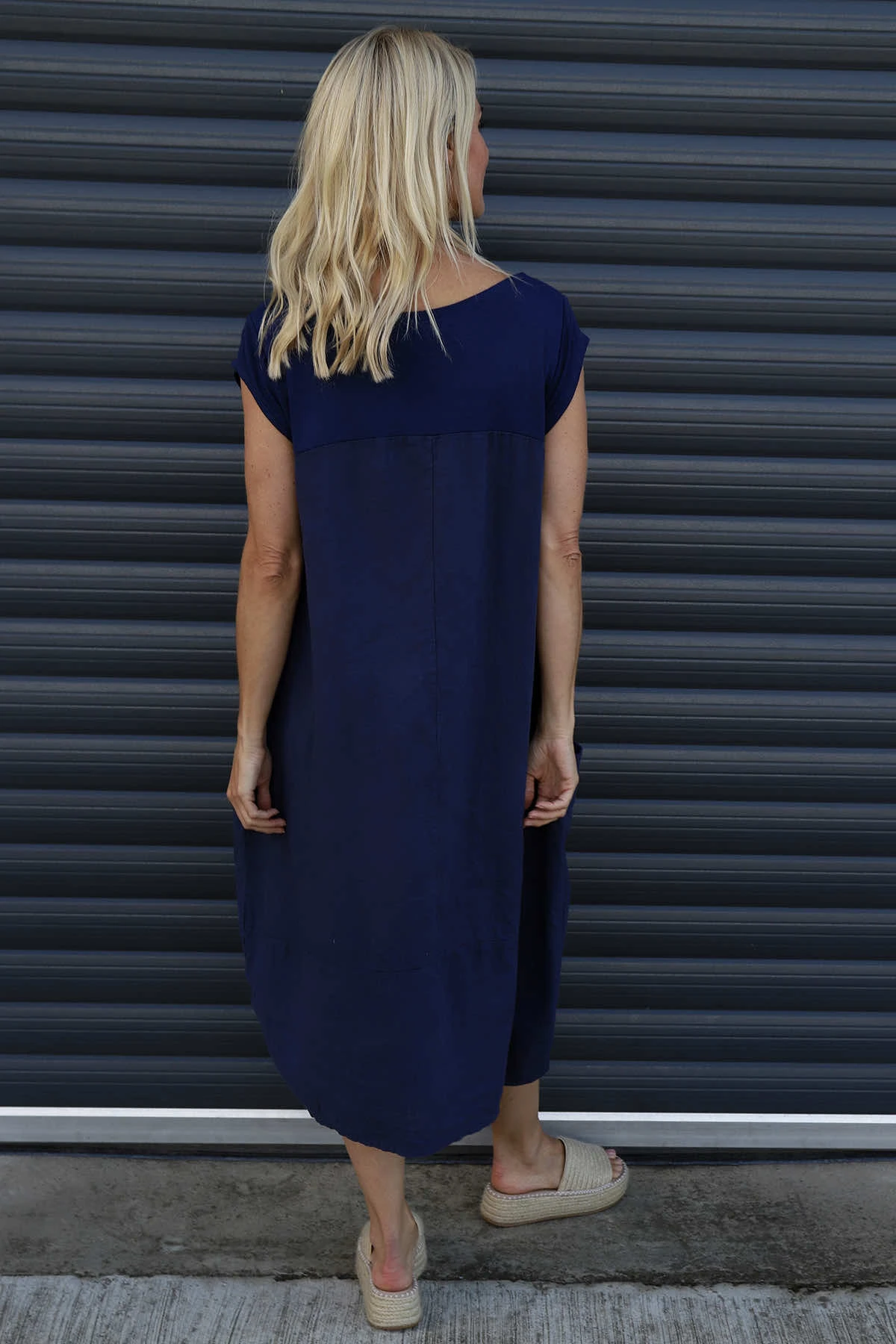 Cyrilla Linen Dress Navy 6 Cyrilla Linen Dress Navy - Image 4