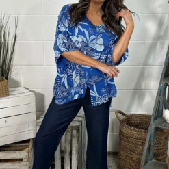 Isolde Print Linen Top Cobalt -Kitandkaboodal Store IMG 9762 b30bf354 da80 467c 9940 3d1499326139