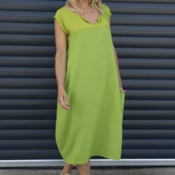 Cyrilla Linen Dress Green