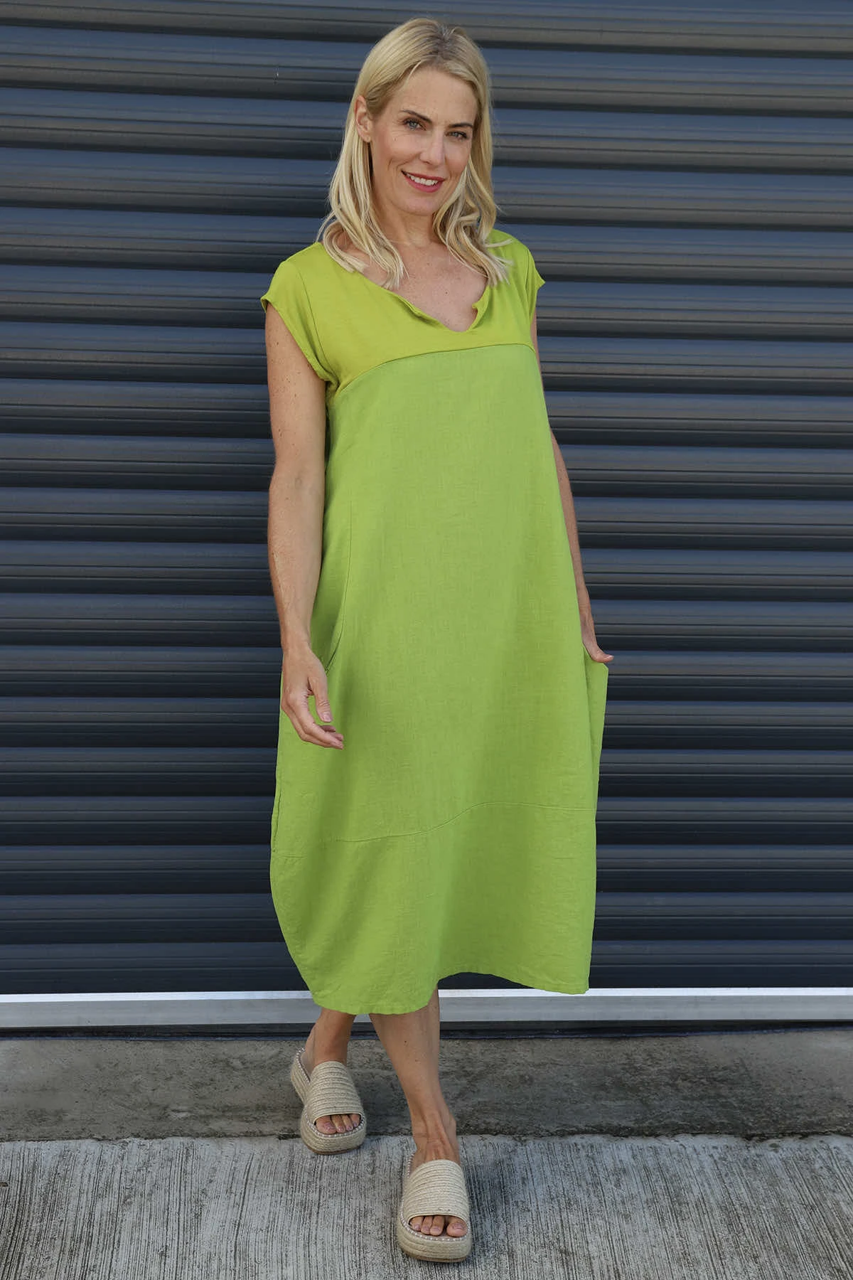 Cyrilla Linen Dress Green 3 Cyrilla Linen Dress Green