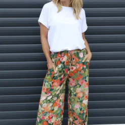 Lelia Print Trousers Khaki