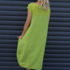 Cyrilla Linen Dress Green 9 Cyrilla Linen Dress Green -Kitandkaboodal Store IMG 9775 4c8a5171 db65 44db b9f0 3d8004753abd