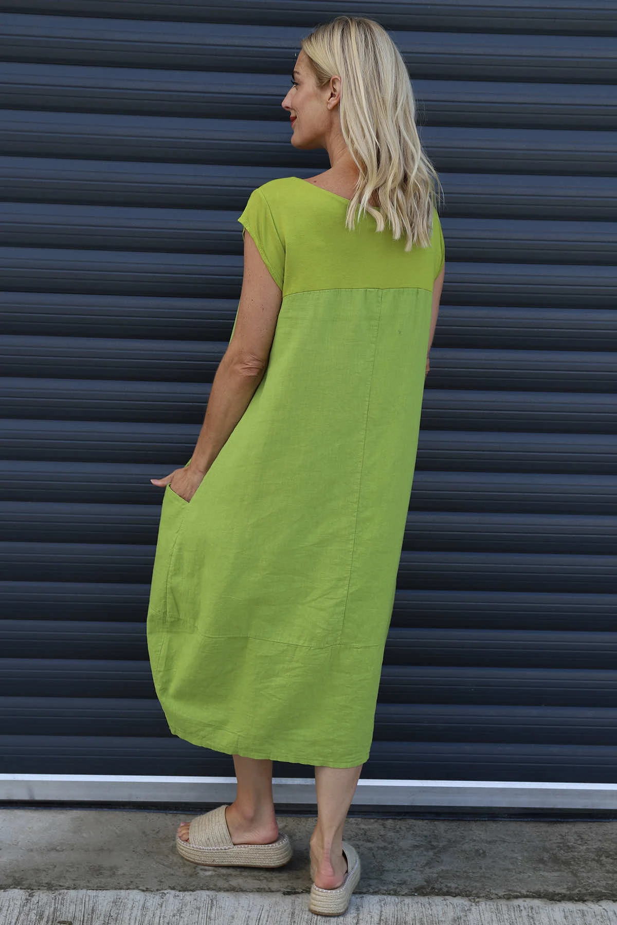 Cyrilla Linen Dress Green 6 Cyrilla Linen Dress Green - Image 4