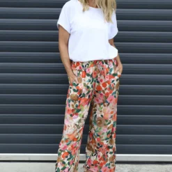 Lelia Print Trousers Stone