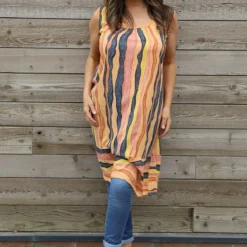 Amiah Stripe Tunic Orange