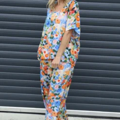 Luciella Print Top Light Blue