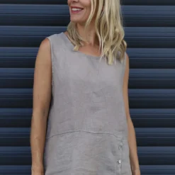 Persephone Sleeveless Linen Top Mocha